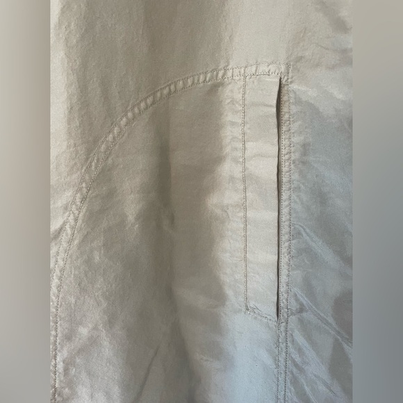 Theory Wandu Cream / Tan 100% Silk, Sleeveless Shift Dress, Pockets; size 0 - Picture 2 of 8